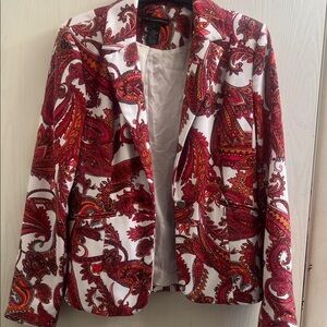 Grace Elements Red and White Paisley Blazer